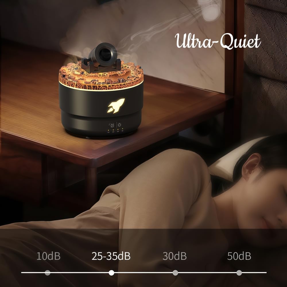 Play Video Play Video Volcanic Crack Aroma Diffuser Essential Oil Lamp 280ml USB Portable Timer Air Humidifier Blast Aroma Color Flame Night Light