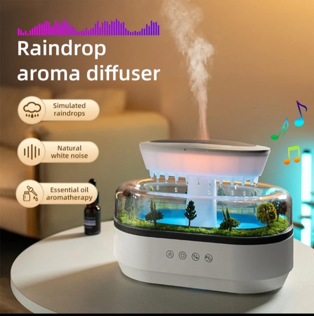 Rain Cloud Aroma Diffuser Small Air Humidifiers Water Drip Micro Landscape Essential Oils Ultrasonic Diffuser With 7 Night Light