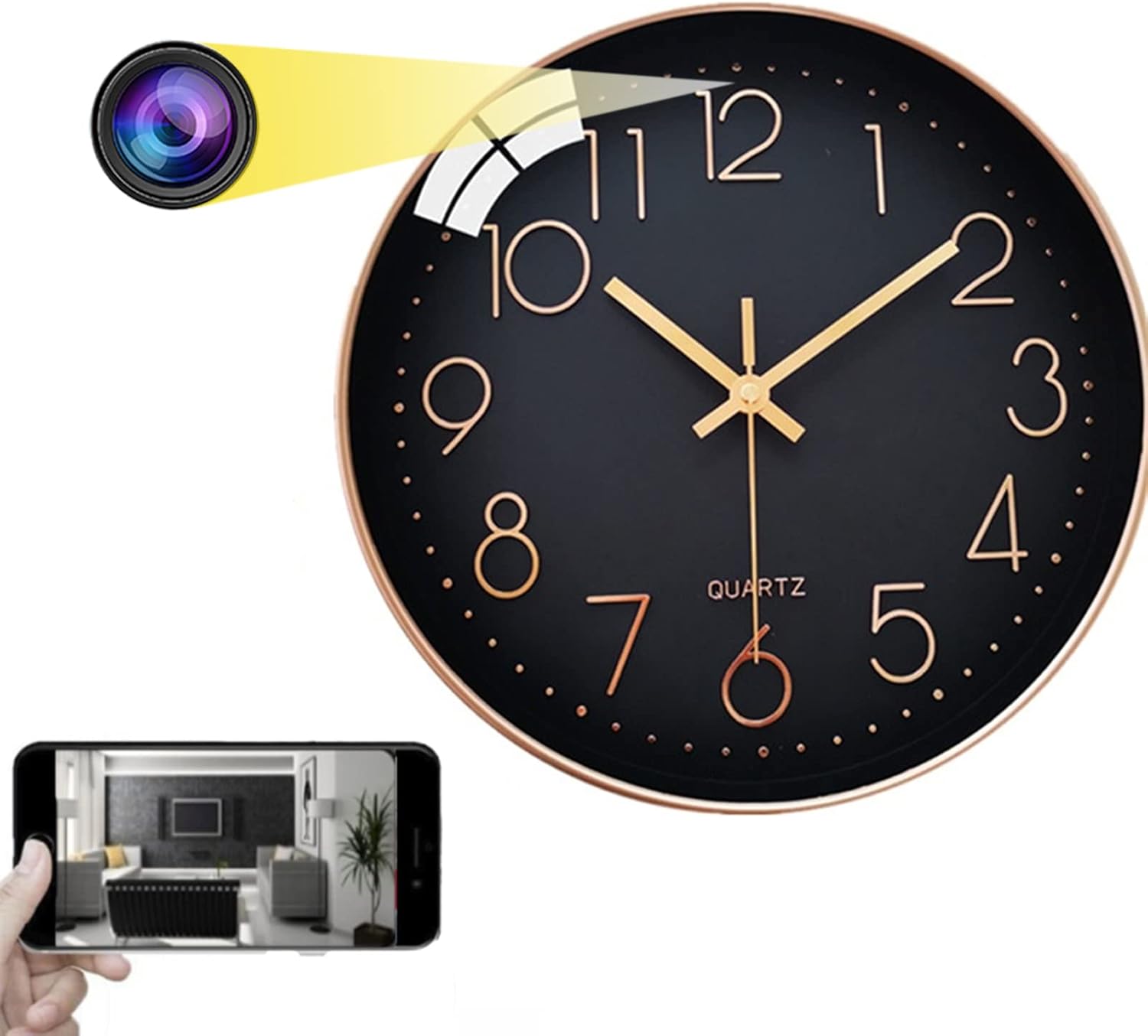 LED Digital Number Clock with Hidden Wi-Fi Camera