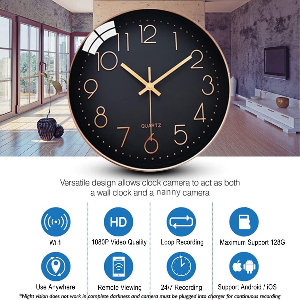 LED Digital Number Clock with Hidden Wi-Fi Camera