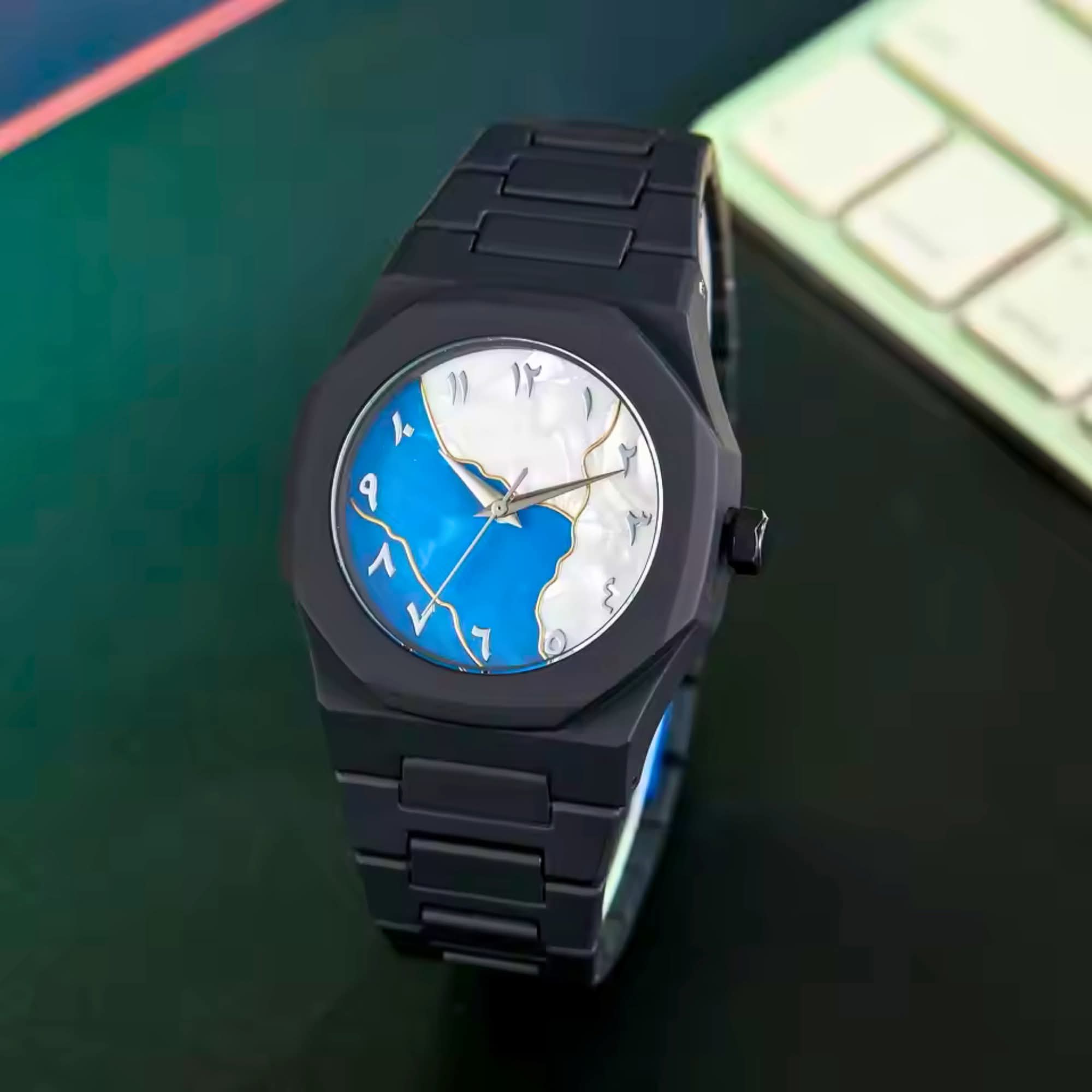 Black Arabic Aura Watch High Quality Sicon Fiverr Body Premium Watch