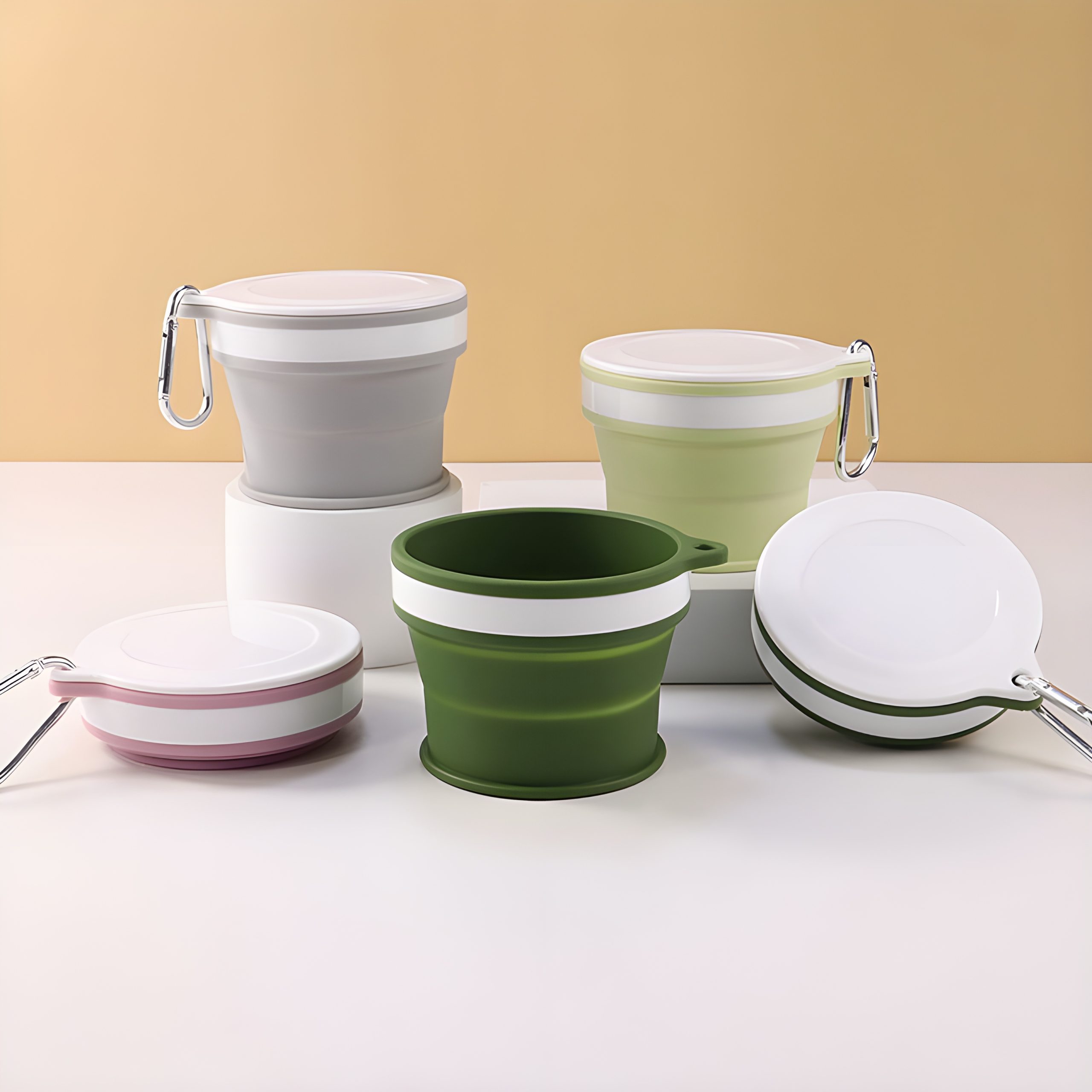 Folding Silicone Travel Mug Water Cup with Lid
