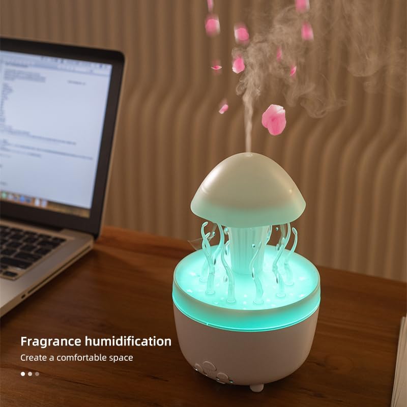 Rain Drop Humidifiers for Bedroom, Cute Jellyfish Cloud Rain Humidifier with Remote, 300ml Cloud Humidifier Rain Drop, Cool mist humidifier with 3 timers, for Bedroom,Office,Home