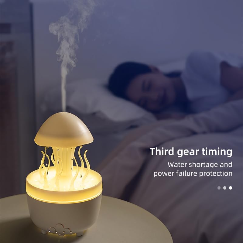 Rain Drop Humidifiers for Bedroom, Cute Jellyfish Cloud Rain Humidifier with Remote, 300ml Cloud Humidifier Rain Drop, Cool mist humidifier with 3 timers, for Bedroom,Office,Home