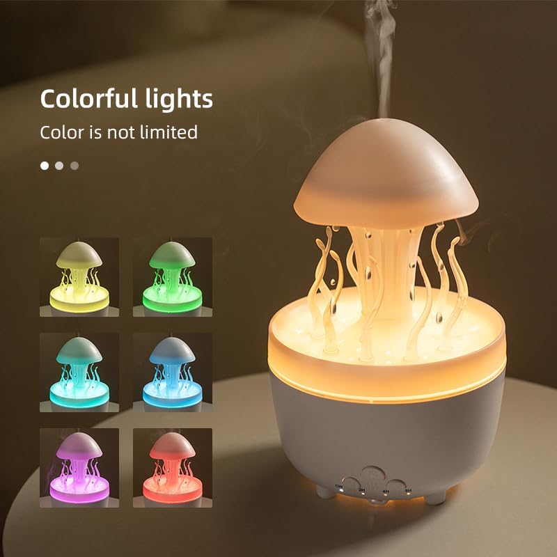 Rain Drop Humidifiers for Bedroom, Cute Jellyfish Cloud Rain Humidifier with Remote, 300ml Cloud Humidifier Rain Drop, Cool mist humidifier with 3 timers, for Bedroom,Office,Home