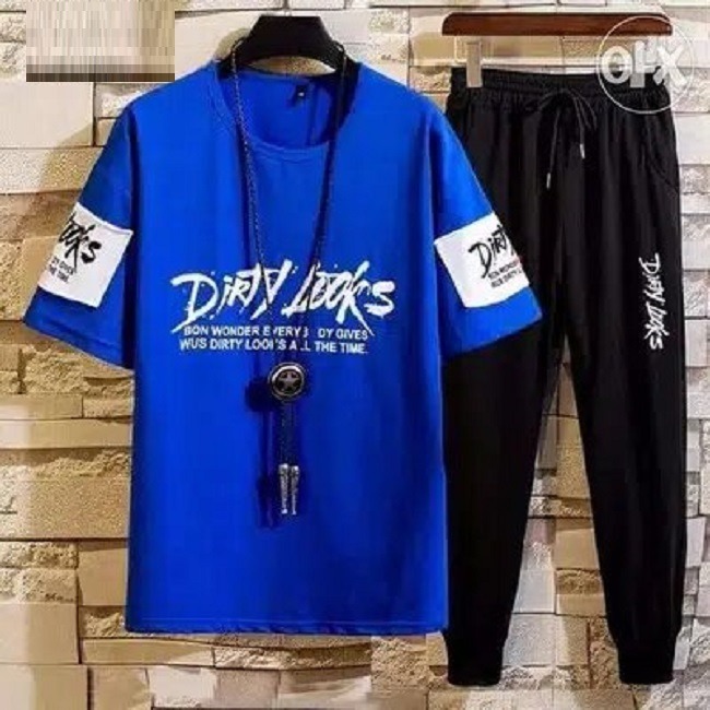 Premium Quality Stylist Printed Half Sleeve T-Shirt & Full pant ( Set )for Men sb 10423