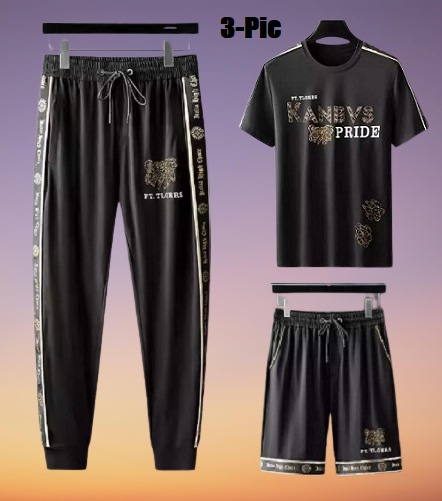 Premium Quality Stylist Printed Half Sleeve T-Shirt & Full pant,Half pant ( Set )for Mens sb10482