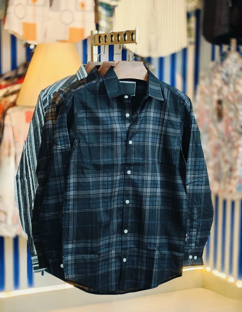 Pure Cotton full Sleeve Check & Print Shirt for Men’s