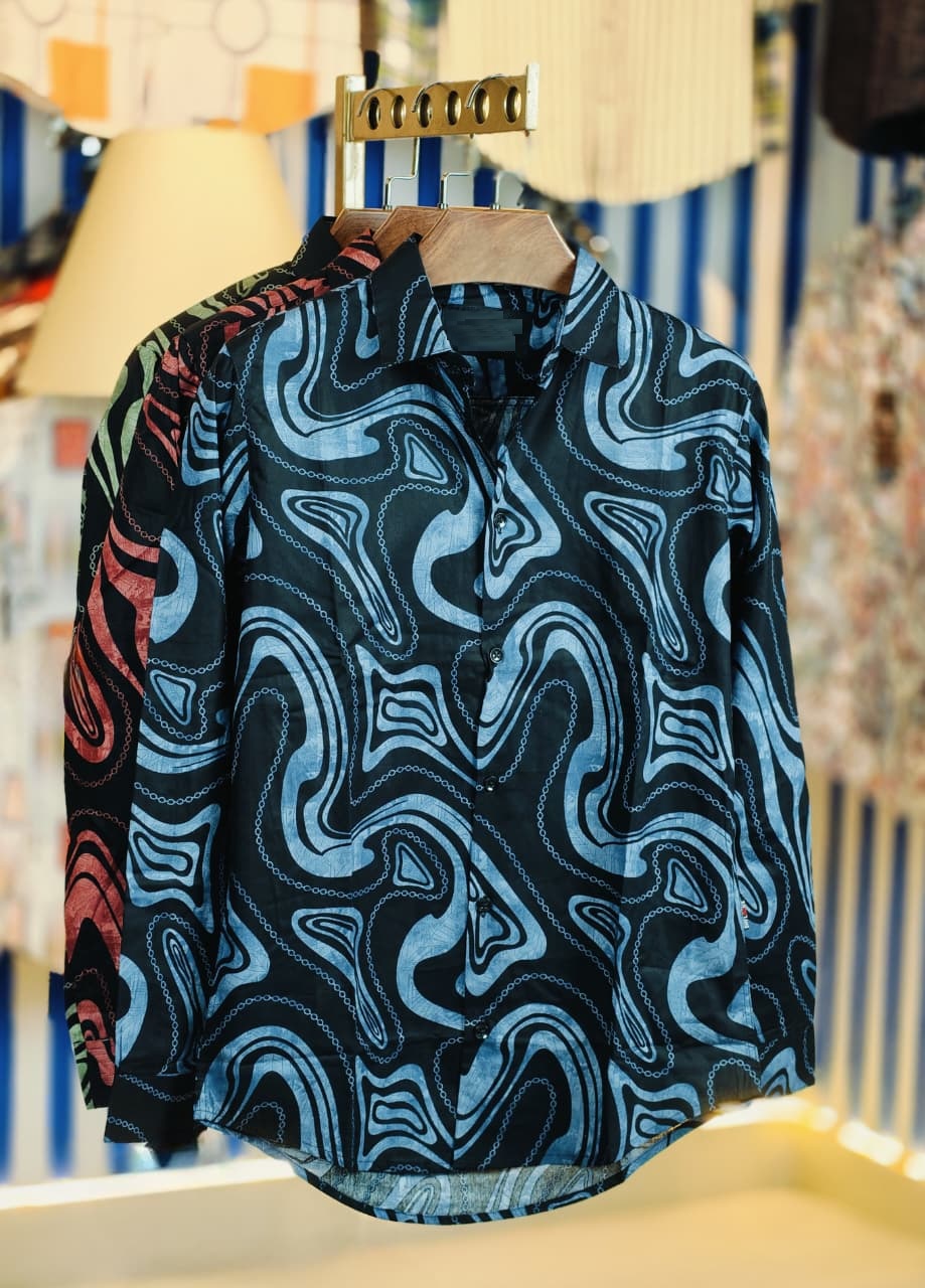 Pure Cotton full Sleeve Check & Print Shirt for Men’s