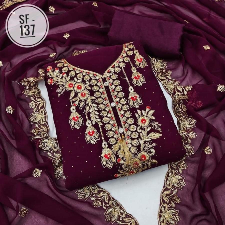 Embroidary Georjet Three Piece