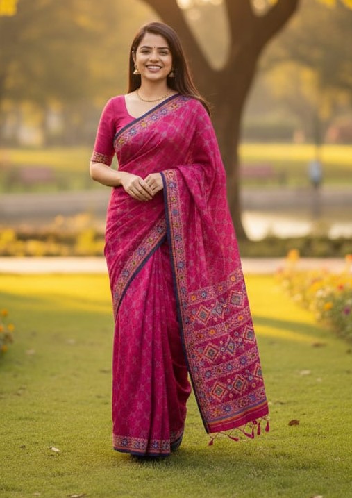 Premium Silk Boutique Skin Print Shari