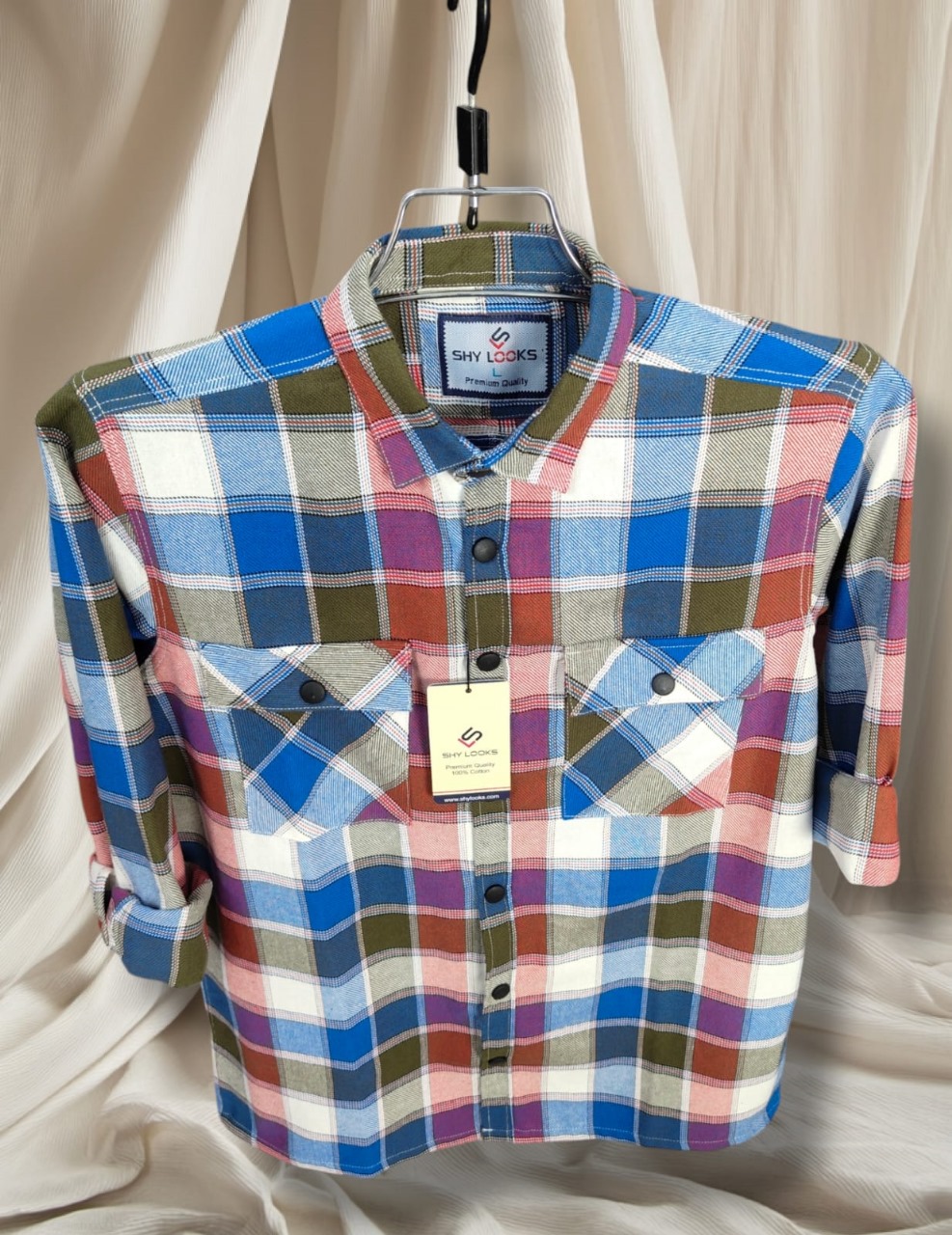 Snap Button Double Pocket Shirt for winter