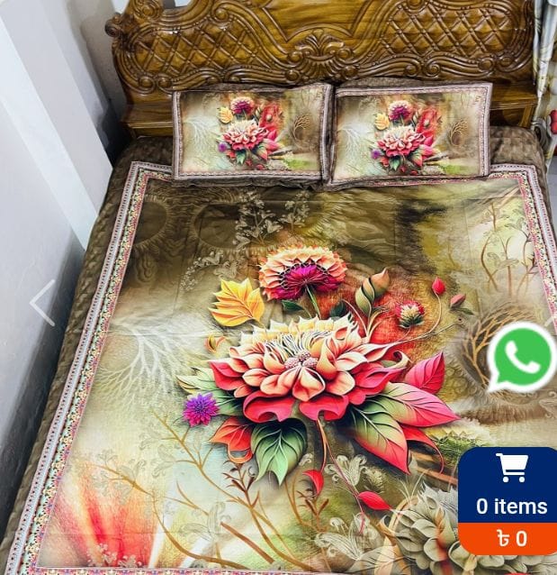 3D প্রিন্ট বেডশিট সেট + বালিশ কভার