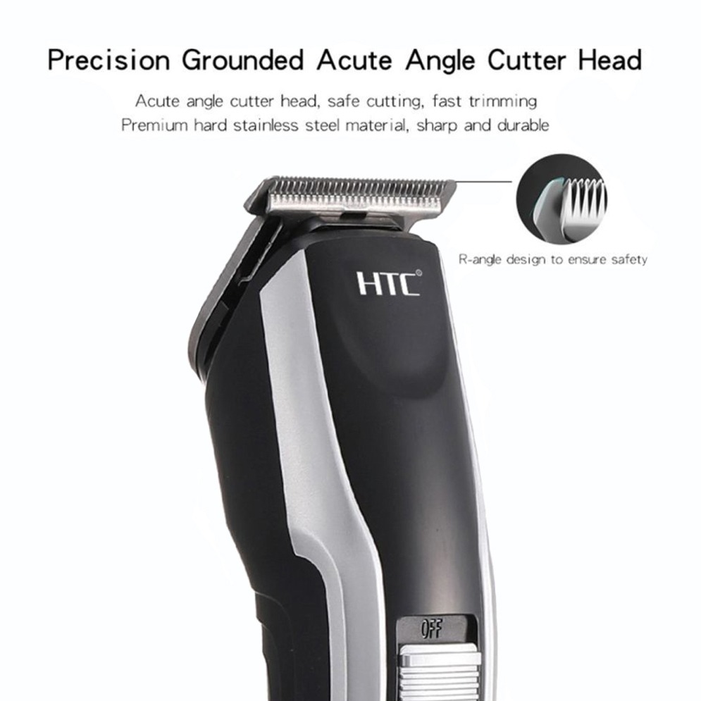 HTC AT-538 Hair & Beard Trimmer – Rechargeable, Stainless Steel Blade, Cordless Use
