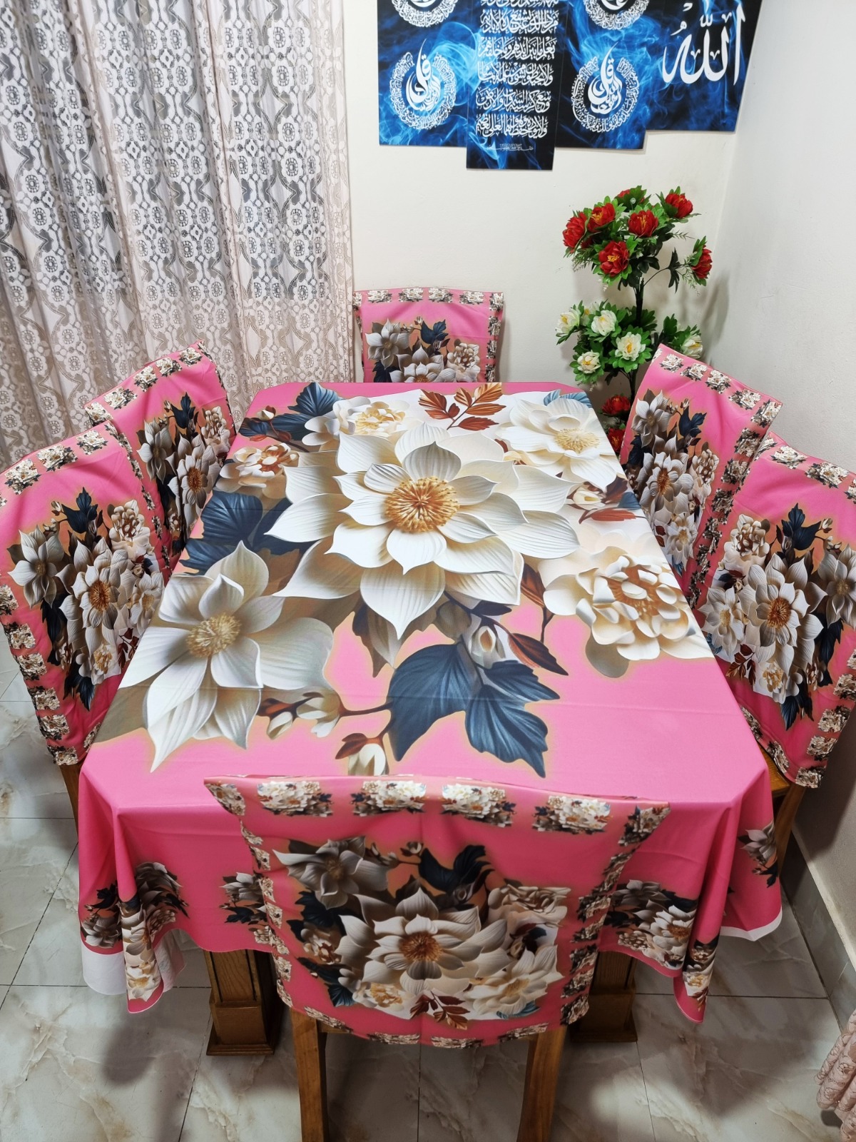 3d print korian velvet 7 pcs dining table cloth