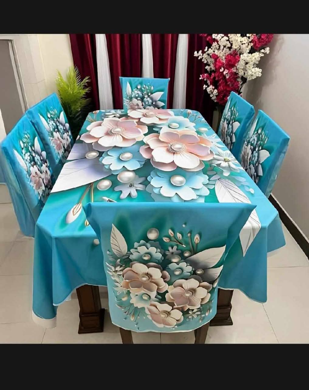 3d print korian velvet 7 pcs dining table cloth