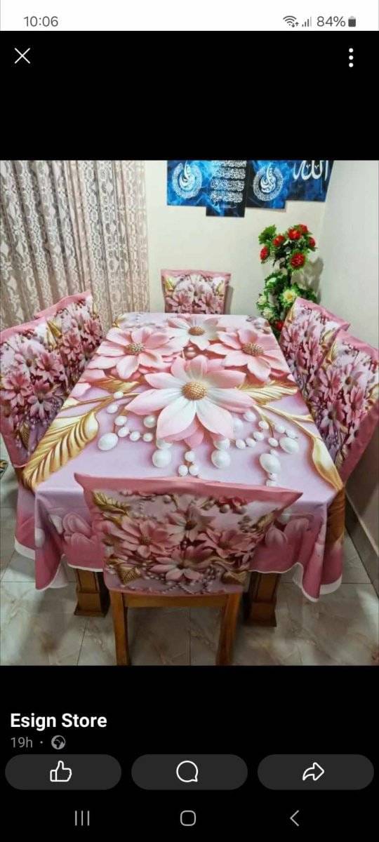 3d print korian velvet 7 pcs dining table cloth