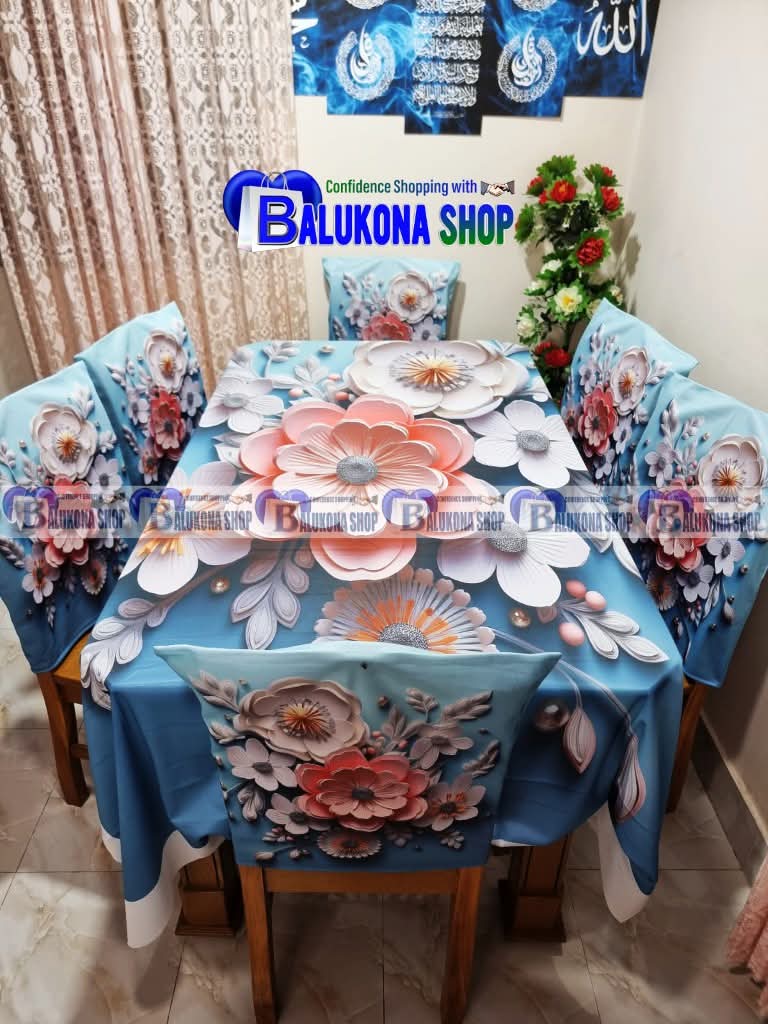 3d print korian velvet 7 pcs dining table cloth