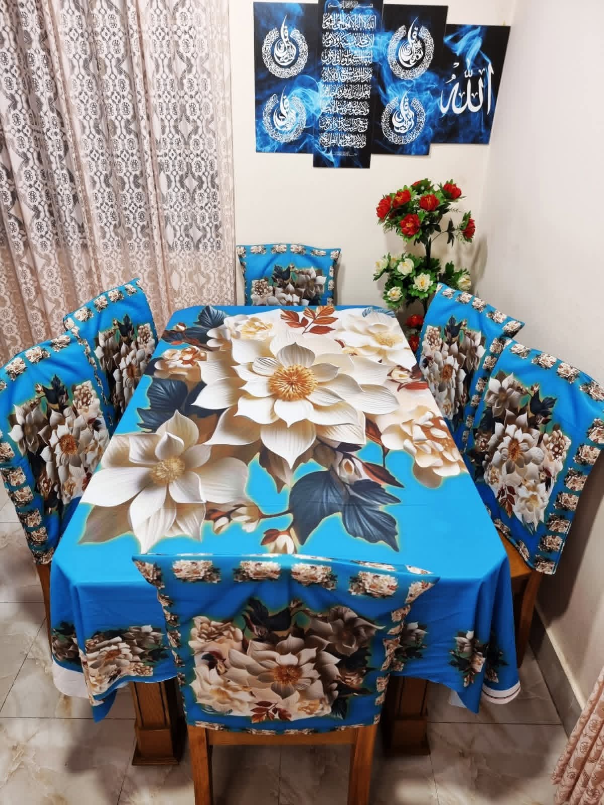 3d print korian velvet 7 pcs dining table cloth
