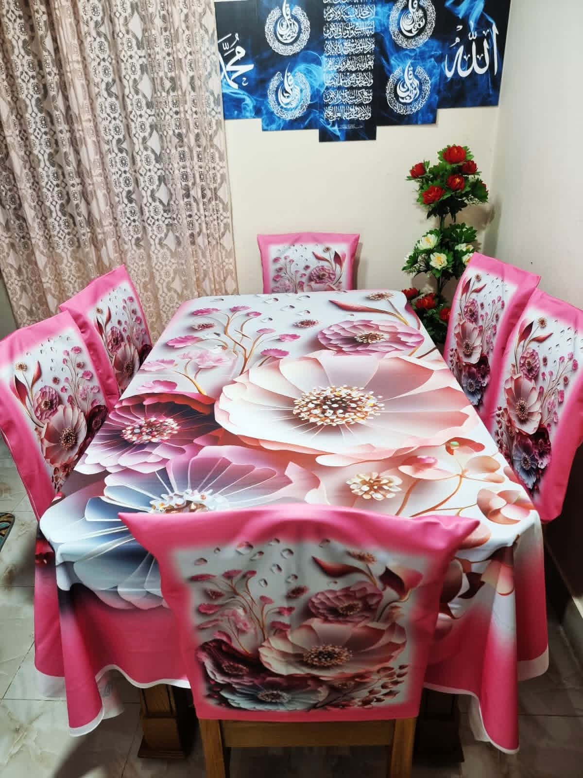 3d print korian velvet 7 pcs dining table cloth