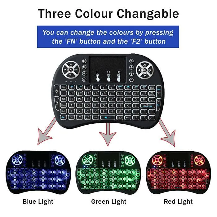 RII i8 RGB Backlit Mini Wireless Gaming Keyboard with Touchpad & Mouse Combo
