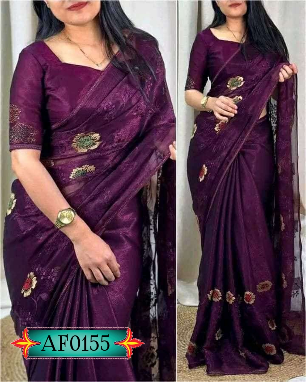 Pure jorjet with digital print saree and blouse unstitched  