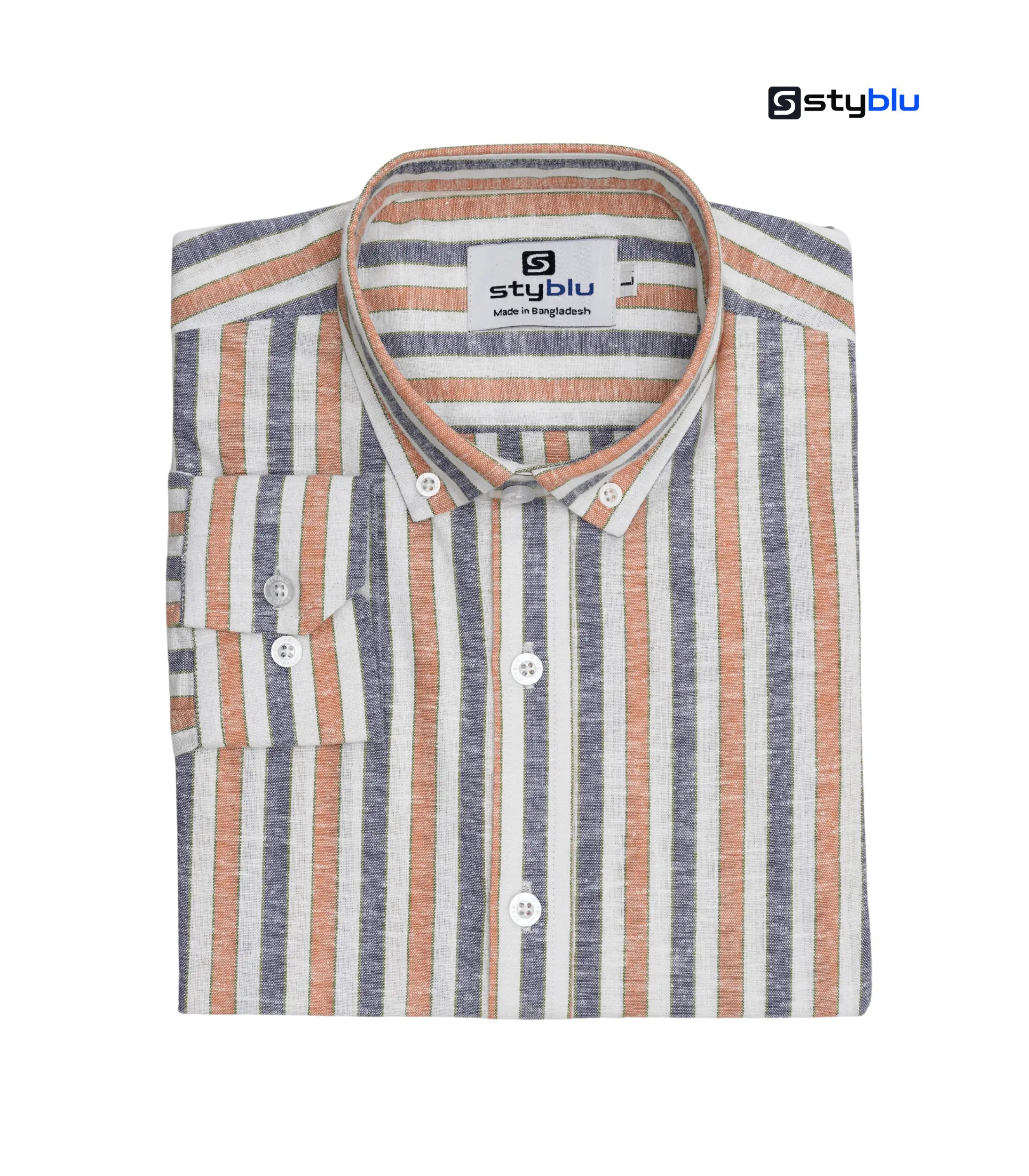 Men’s Premium Remi Cotton Full Sleeve Striped Shirt – Code RMS101