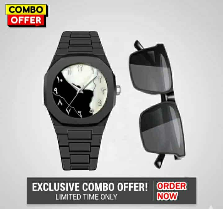 Arabic Waterproof Watch With Free Sunglass