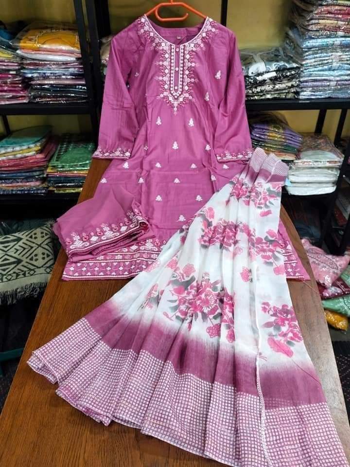 Readymade Embroidery Cotton Three Piece