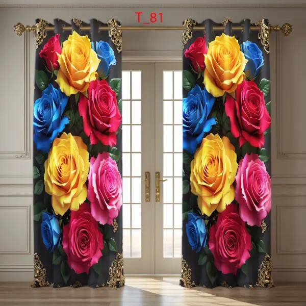 2 Piece 3D Print Premium curtain 3