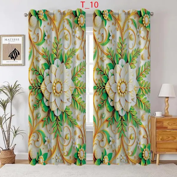 2 Piece 3D Print Premium curtain 5