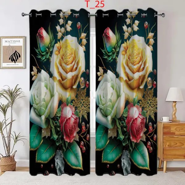 2 Piece 3D Print Premium curtain 5