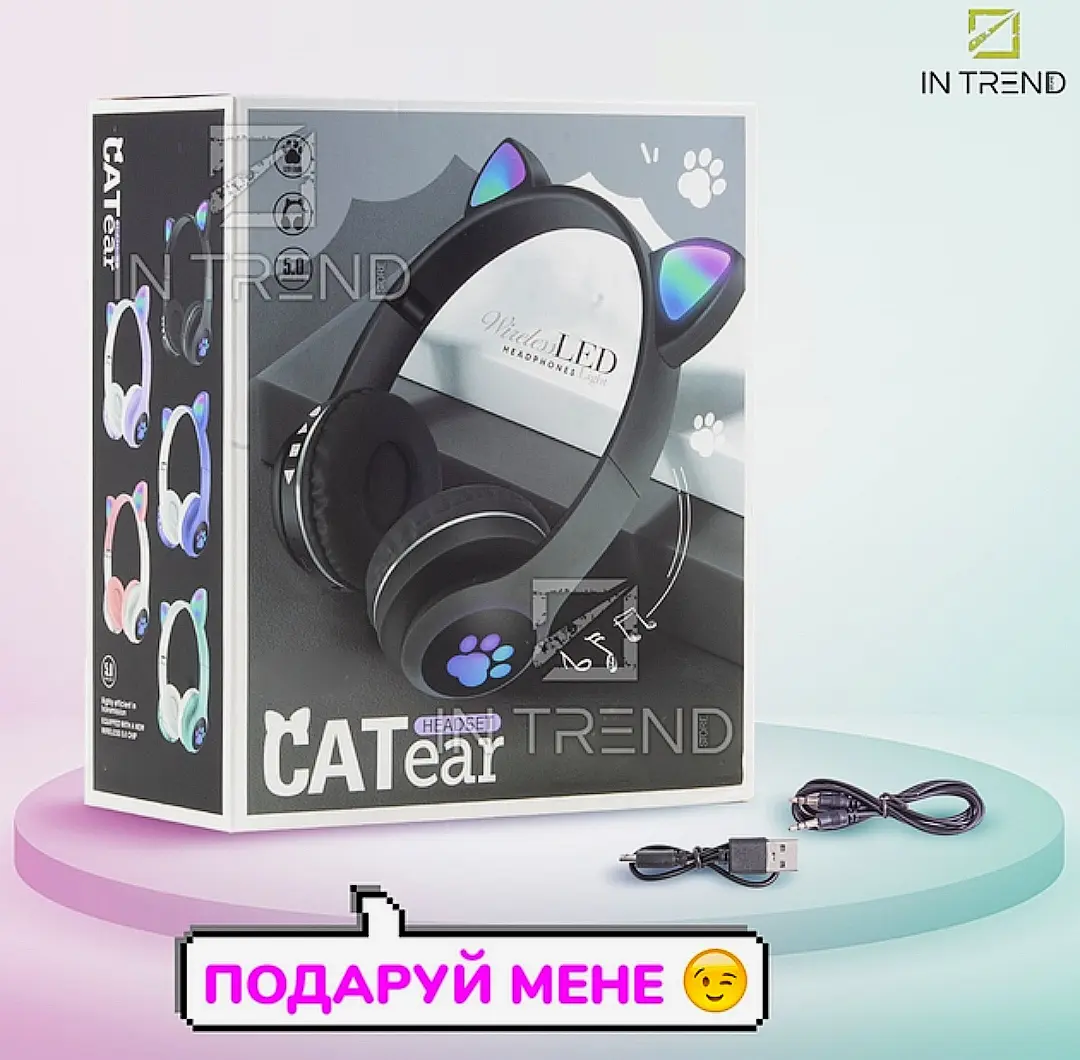 Gradient Color Bluetooth Headphones Noise Cancellation Headsets RGB Cute Cat Ear