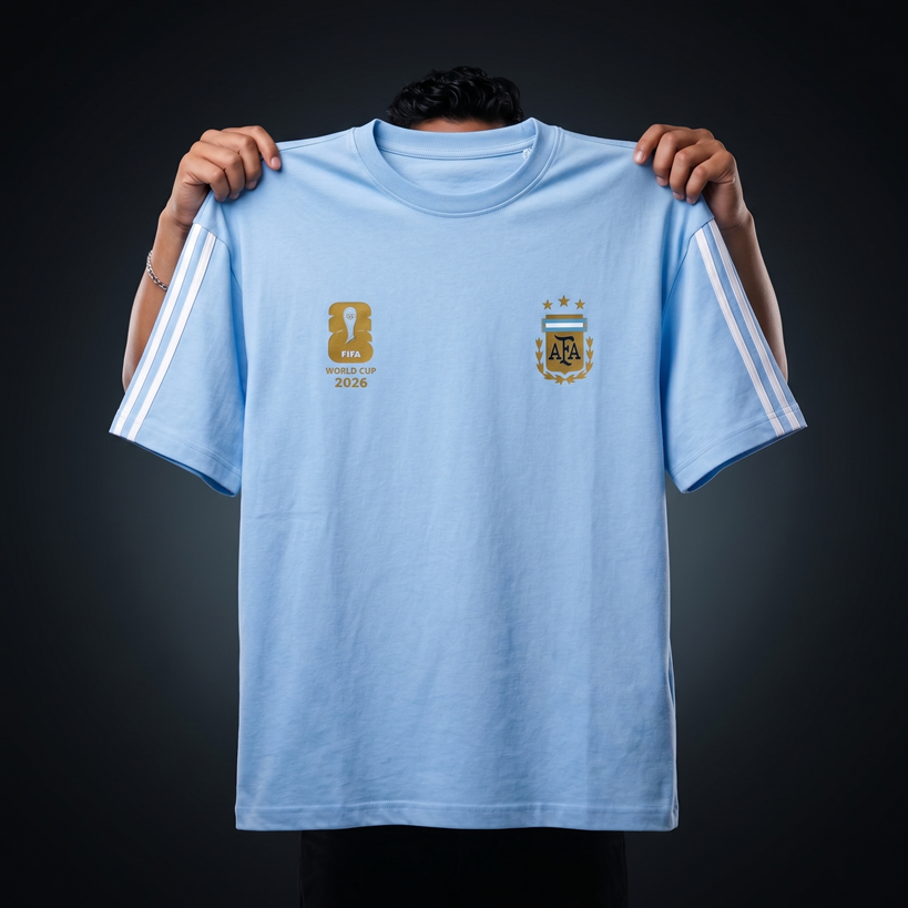 Premium Argentina Fan Edition Drop Shoulder Sky Color