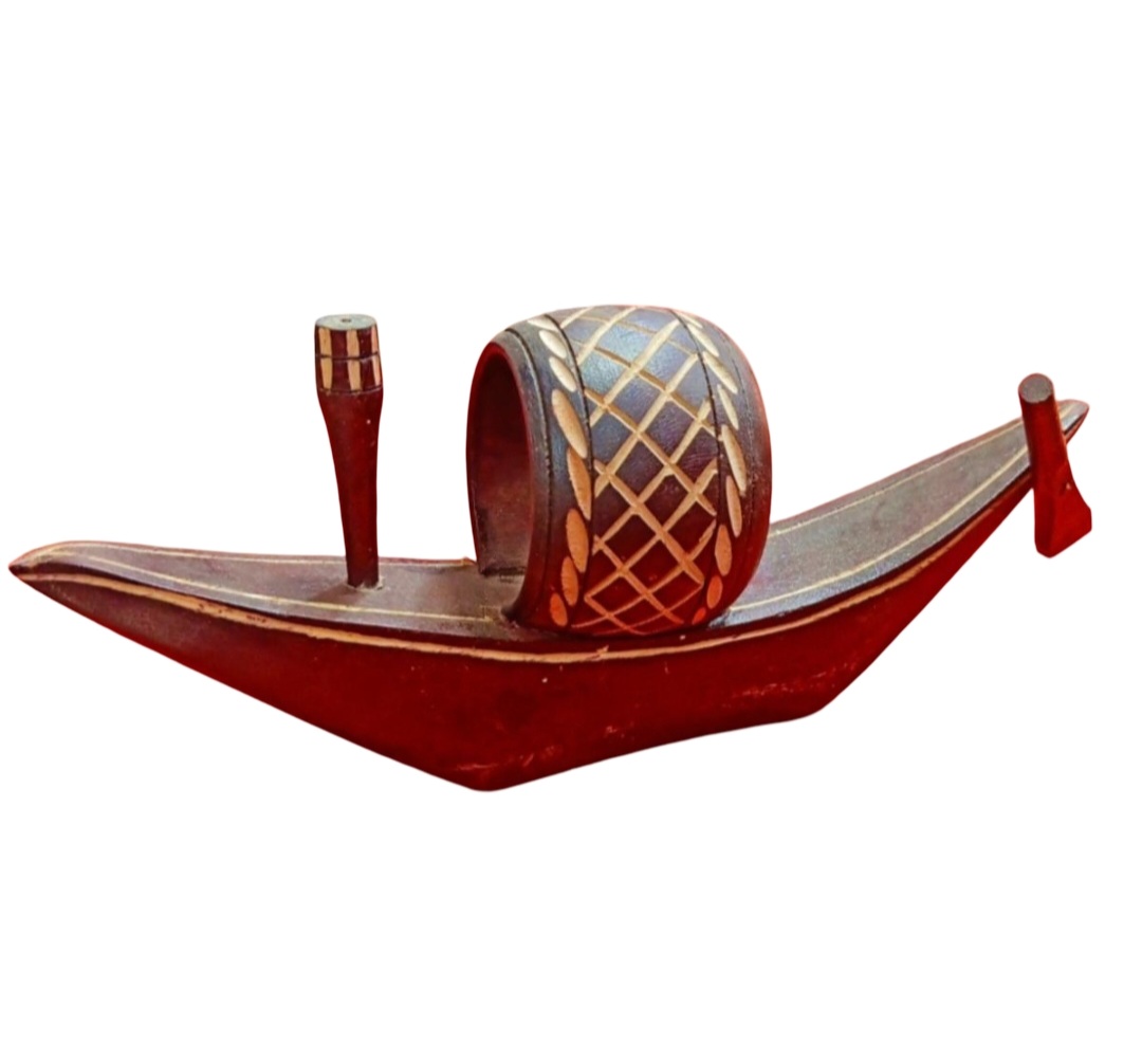 Wooden Boat Showpiece/ Nowka / width 5.5 inchi Chocolate Color-1 Piece