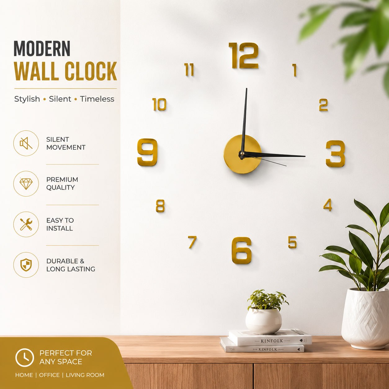 3D DIY Frameless Wall Clock 3321