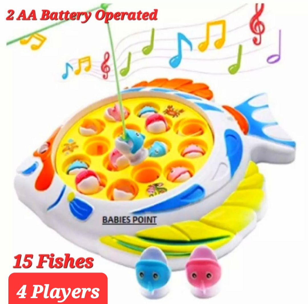 Fishing Toy/Fishing Board Game Fishing Game Music 15 Pcs Fish And 4 Players Fish Toy For Kids Without Battery-1 Set