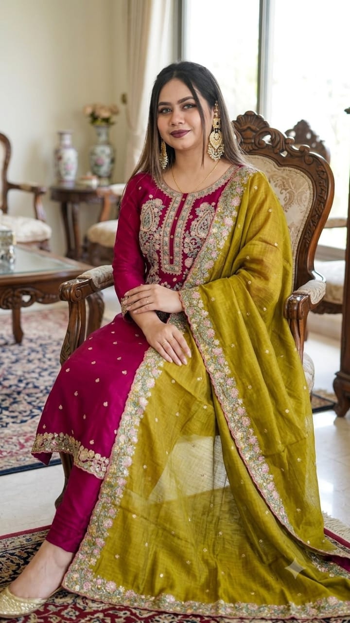 Sequence Embroidery Three Piece