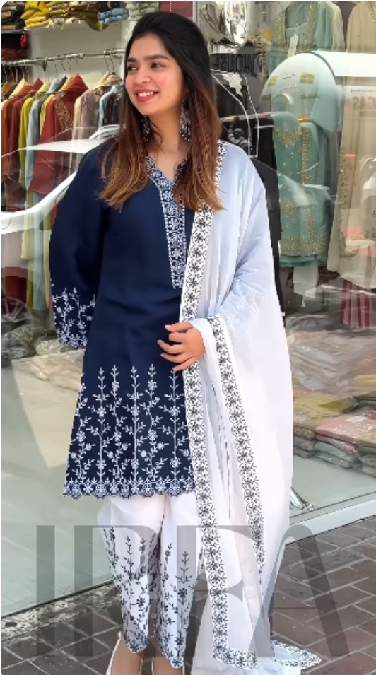 Soft Cotton Embroidery Three Piece