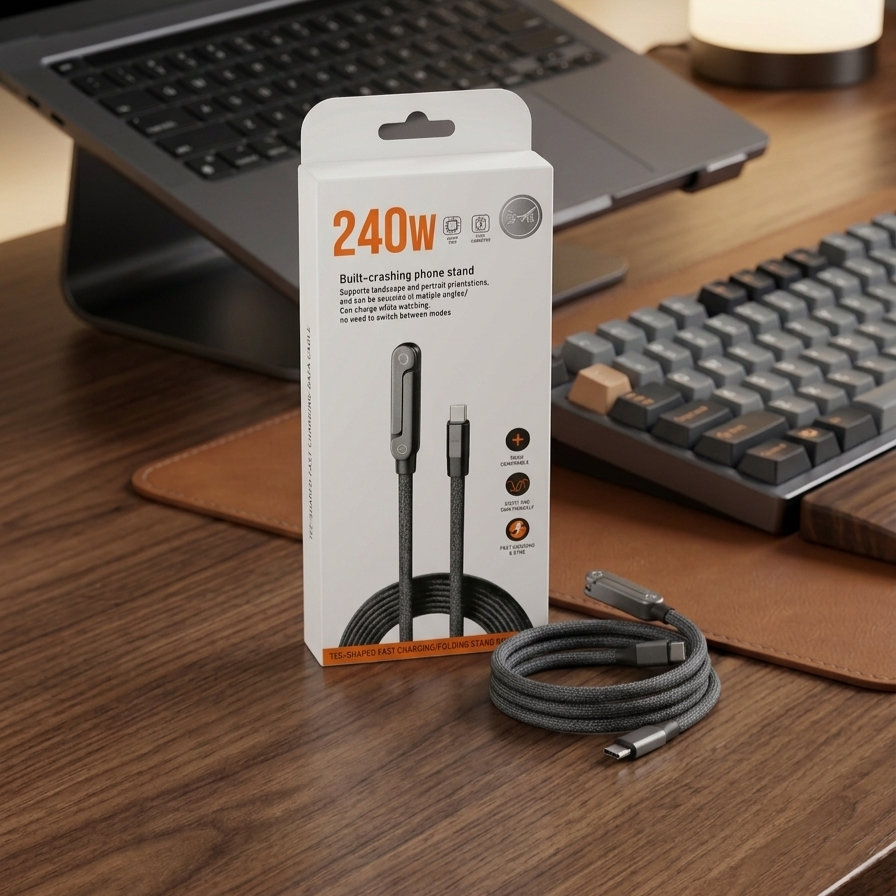3 in 1 Fast Charging Type-c TO Type-c Cable 240W with Stand 3029