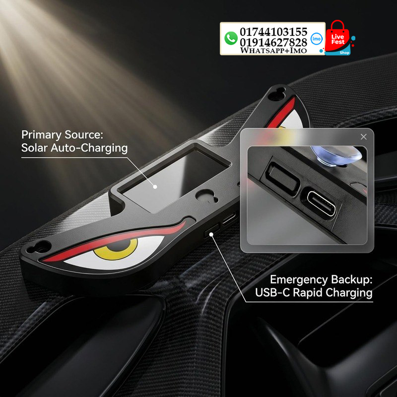 Solar Devil Eyes LED Car/Bike Window Light with Motion Sensor & USB-C Charging 11241