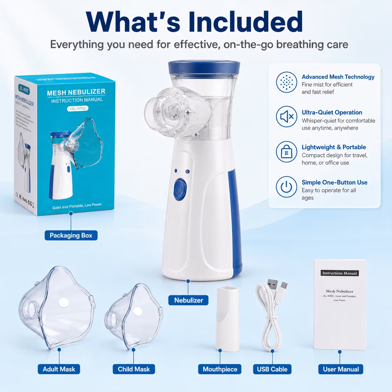 JSL-W302 Portable Mesh Nebulizer