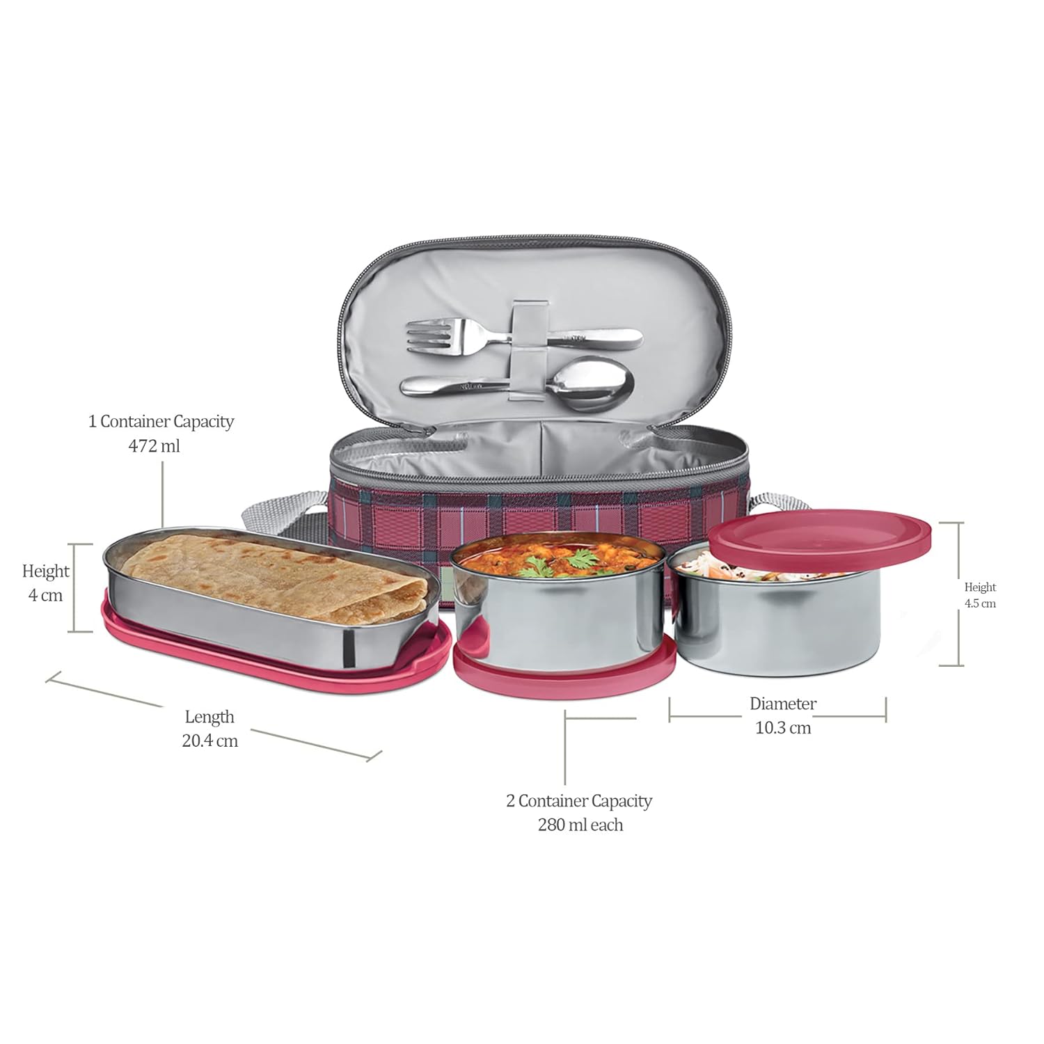 MILTON Corporate Lunch Stainless Steel Containers Set of 3