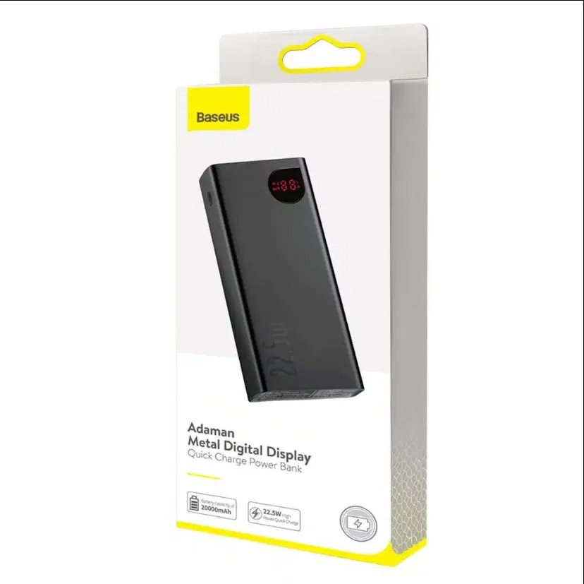 Baseus Power Bank Adaman 22.5w 20000Mah PPAD000101 Metal Digital Display
