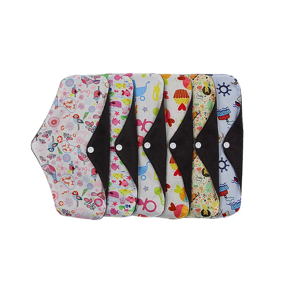 1 PCS Washable Charcoal Bamboo Cloth Menstrual Pads Ladies Resuable Pads Panty Liner Nappy Sanitary Napkins