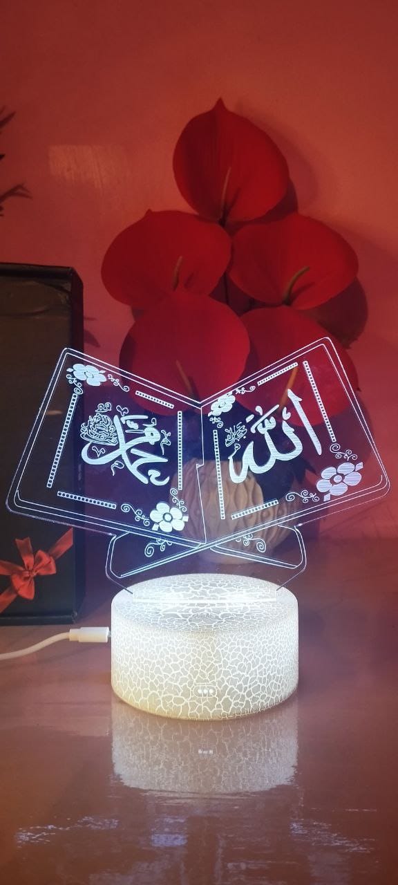 Acrylic 3D Illusion Lamp – Allah & Muhammad Design