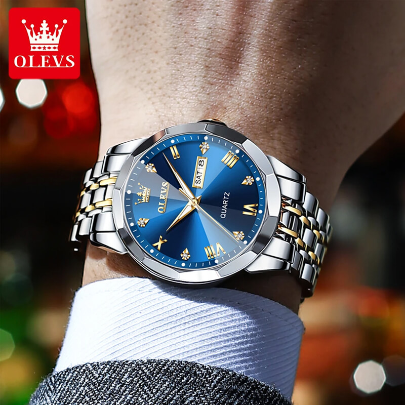 OLEVS 9931G New Exclusive Design Quartz Watch for Men blue