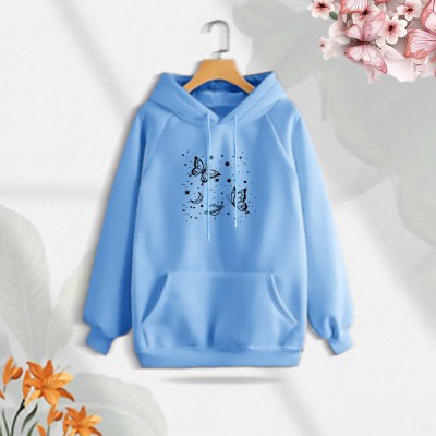 Premium Comfortable (Butterflies Globe) Ladies winter hoodie