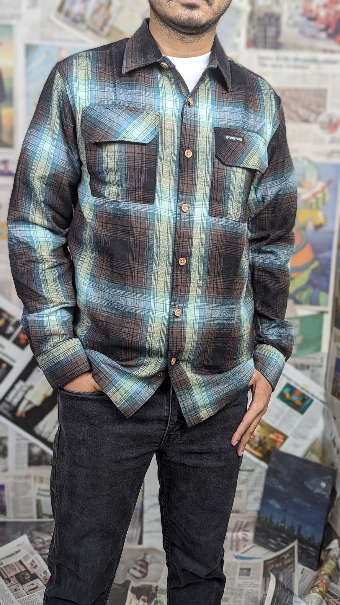 Green & Grey Strip Shirt