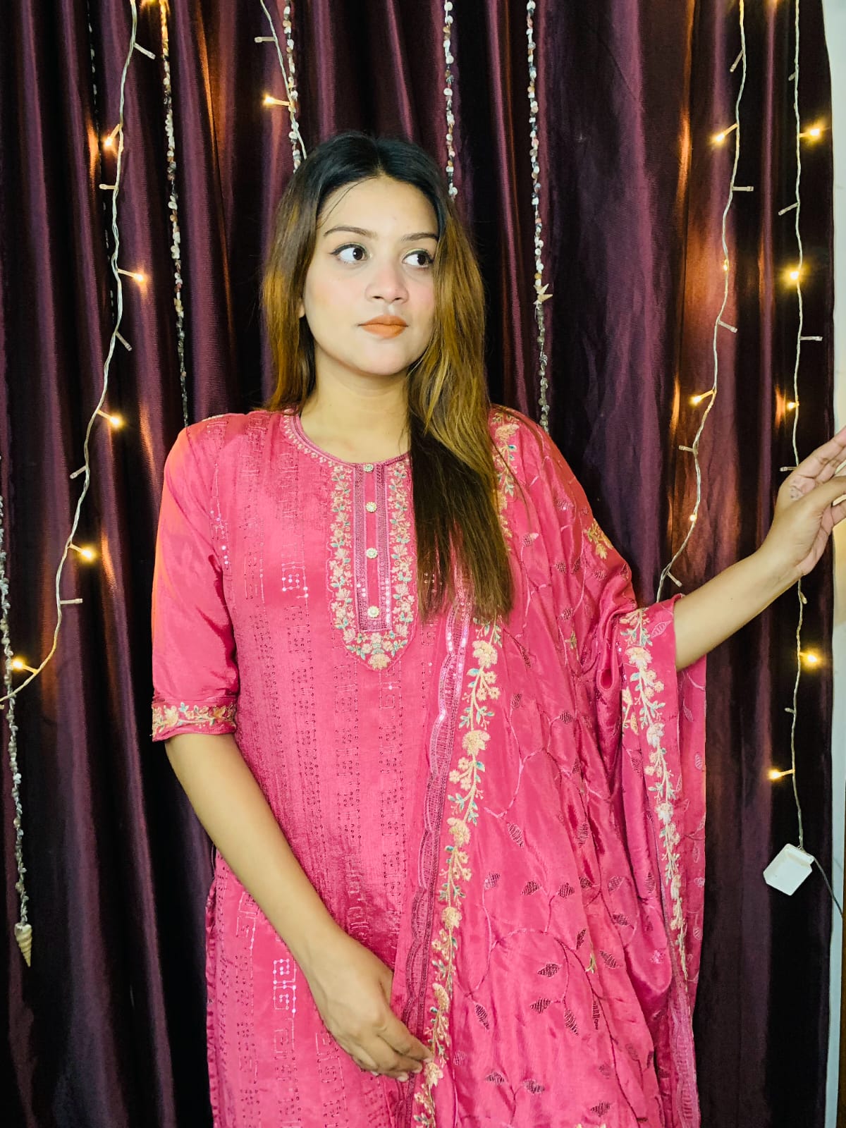 পাকিস্তানি ক্রেপট চেনোন জর্জেট থ্রী পিস